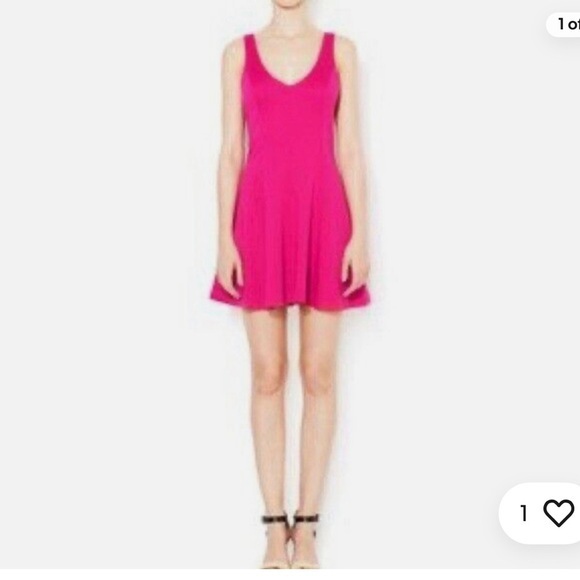 Amanda Uprichard pink Deep V Ponte Fit and Flare Dress Size small - Picture 1 of 11
